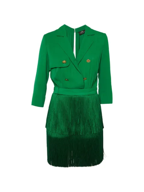 Elisabetta Franchi fringe-detail double-breasted mini dress Green 1267626
