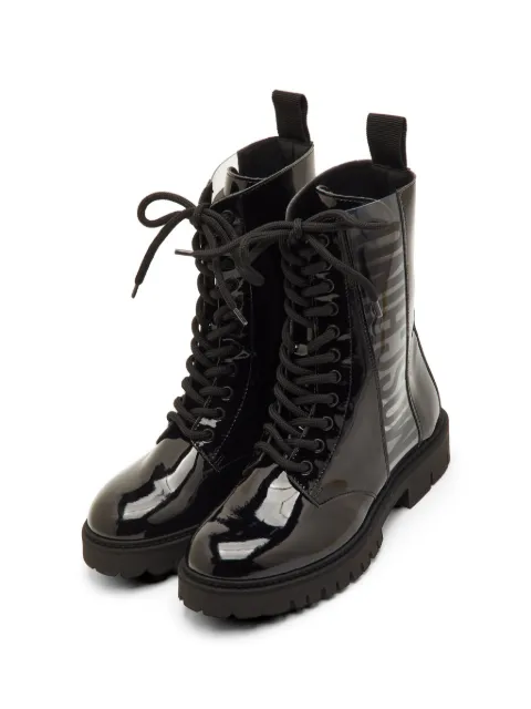 Moschino Pre-Owned logo-insert lace-up boots Black 1303886