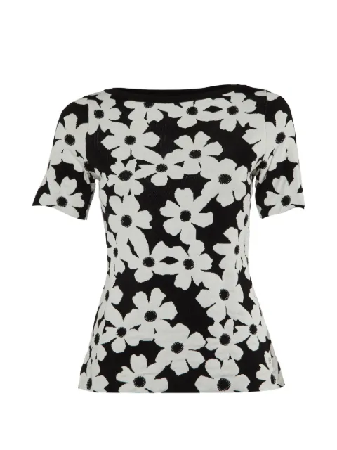 Carolina Herrera Vintage floral-jacquard T-shirt Black 1175558