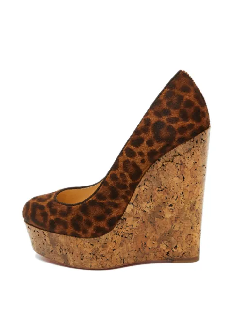 Christian Louboutin Pre-Owned leopard-print cork-wedge pumps Brown 1093117