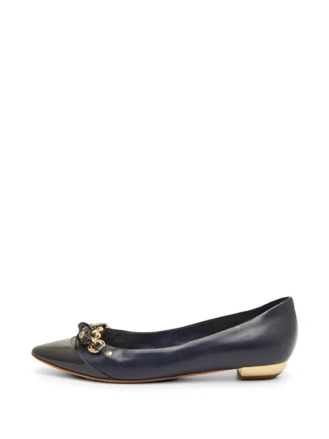 Christian Dior Pre-Owned bow-detail pointed-toe ballet flats Blue 1251287