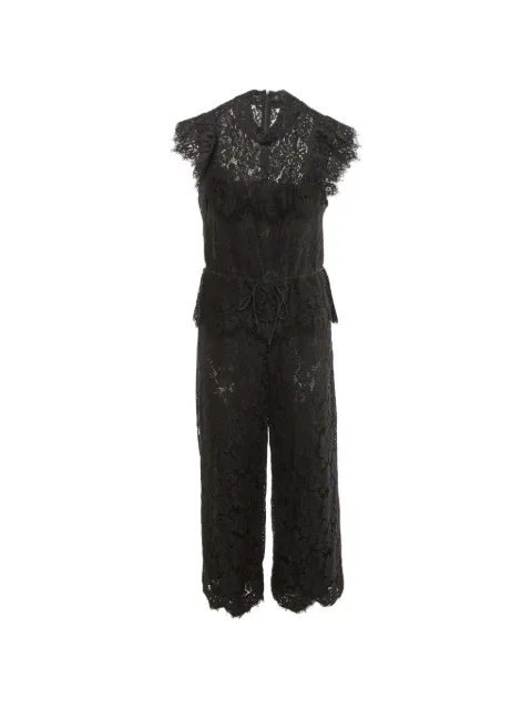GANNI ruffle-trim lace jumpsuit Black 1167001