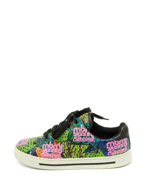 Marc Jacobs Vintage leather graffiti-print sneakers Green 1154231