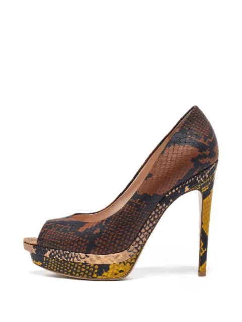 CHANEL Pre-Owned snakeskin-embossed platform pumps Brown 1015538