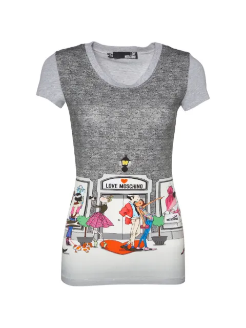 Love Moschino printed knit T-shirt Grey 803254