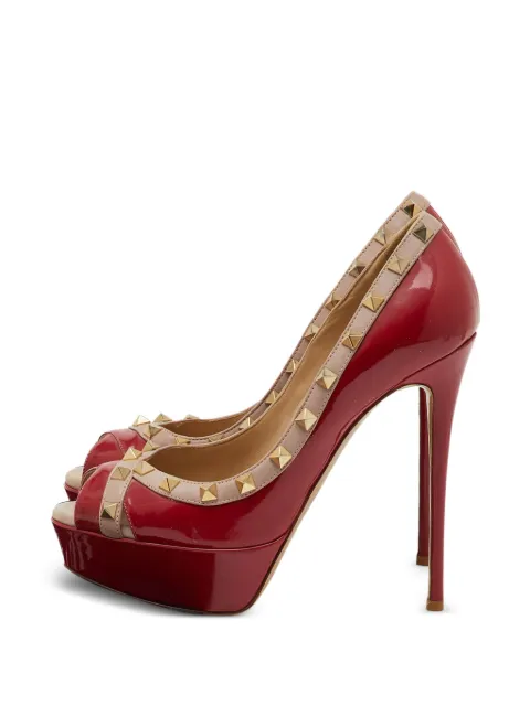 Valentino Garavani Pre-Owned rockstud peep toe platform pumps Red 1227690