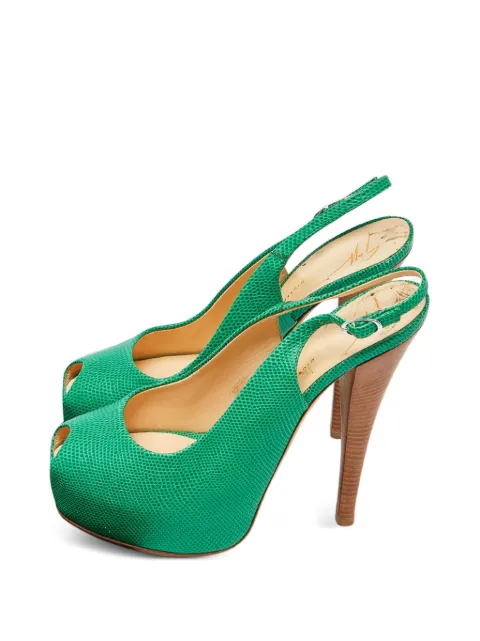 Giuseppe Zanotti Vintage lizard-embossed slingback sandals Green 869200