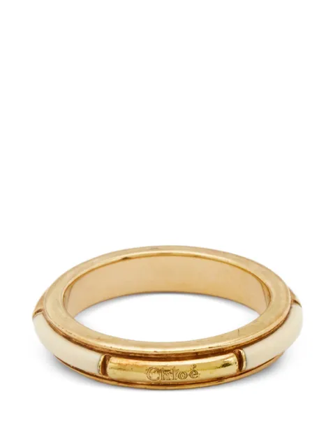 Chloé Pre-Owned engraved-logo band ring Gold 802180