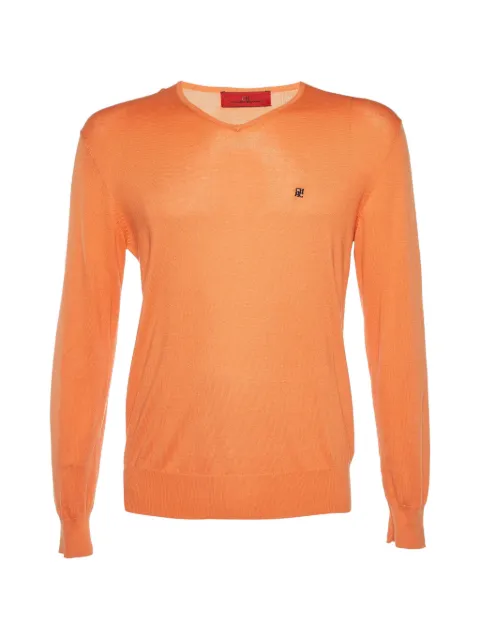 Carolina Herrera Vintage knit V-neck sweater Orange 1107132