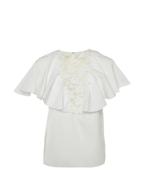 Giambattista Valli Vintage lace-trim ruffled top White 1139719
