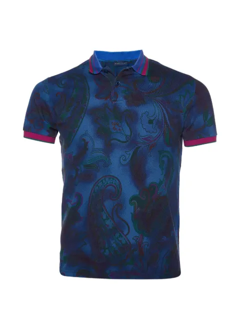 Etro Pre-Owned Paisley-print pique polo T-shirt Blue 984218