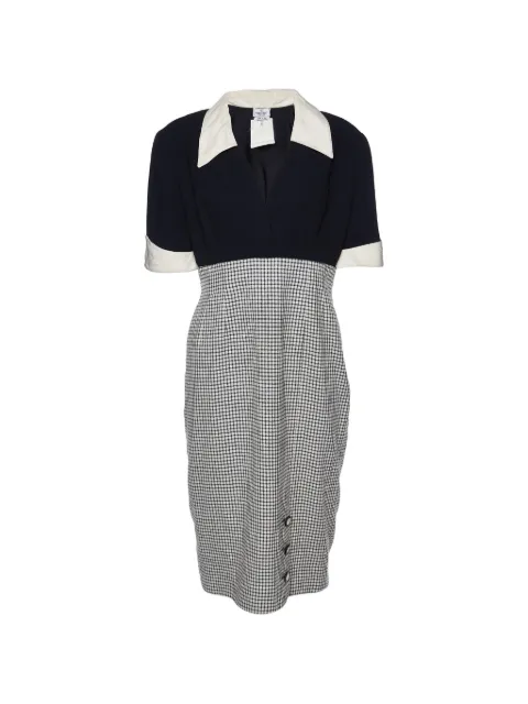 Valentino Garavani Pre-Owned check-pattern panelled dress Neutrals 985259