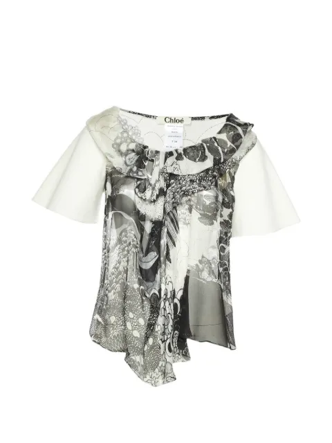 Chloé Pre-Owned monochrome-print paneled blouse White 1341734