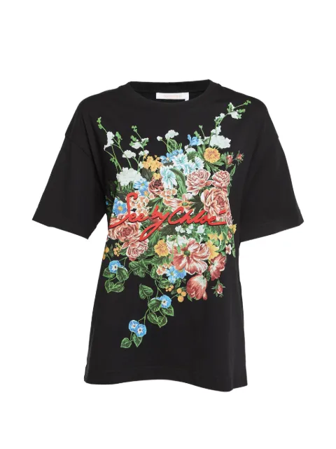 See by Chloé floral-print T-shirt Black 1187620