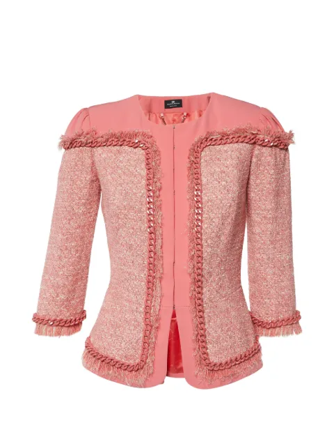 Elisabetta Franchi tweed crepe chain-detail jacket Pink 1064723
