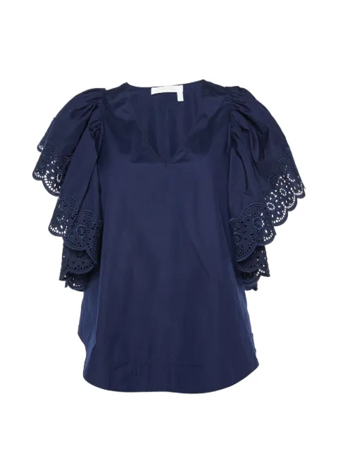 See By Chloé Vintage flared-sleeve blouse Blue 1004472