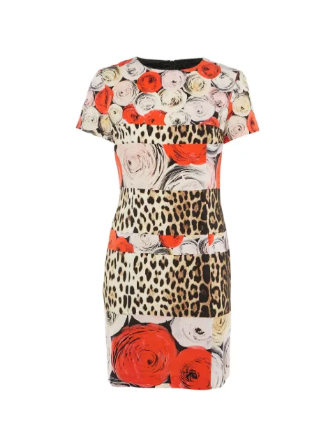 Moschino Cheap & Chic leopard and rose-print short-sleeve dress Neutrals 1229671