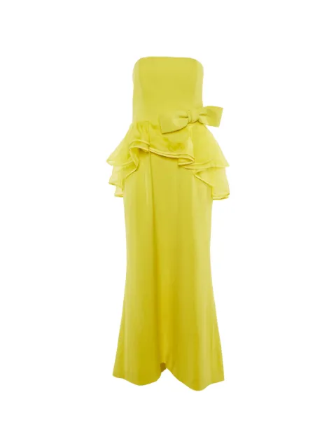 Paule Ka bow asymmetric frill maxi dress Yellow 1224507