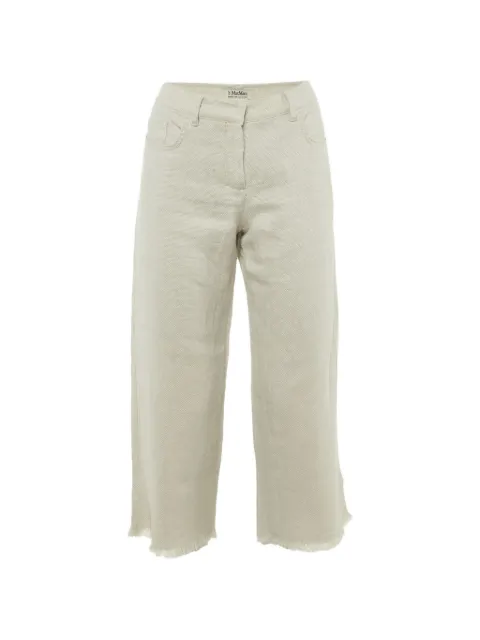 'S Max Mara textured frayed-hem trousers Neutrals 1236933