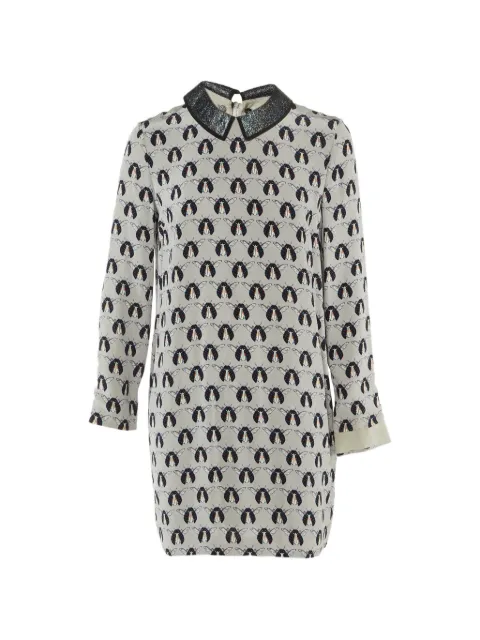 Victoria Beckham graphic-print silk mini dress Grey 1236734