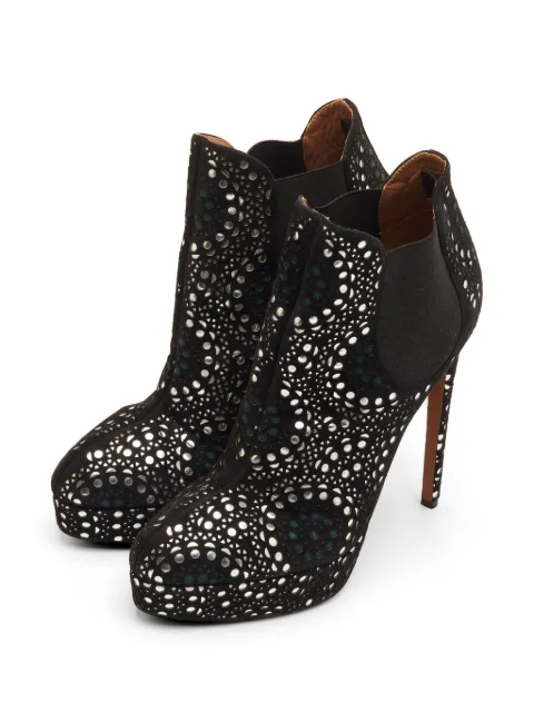 Alaïa Pre-Owned laser-cut platform boots Black 1264085