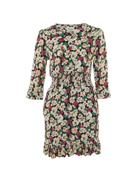 GANNI floral-print flounce-hem dress Black 1241026