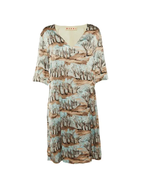 Marni Pre-Owned pleated midi dress Brown 1194773