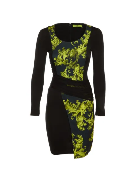 Versace Jeans Couture Baroque-print ruched-detail mini dress Black 1198262