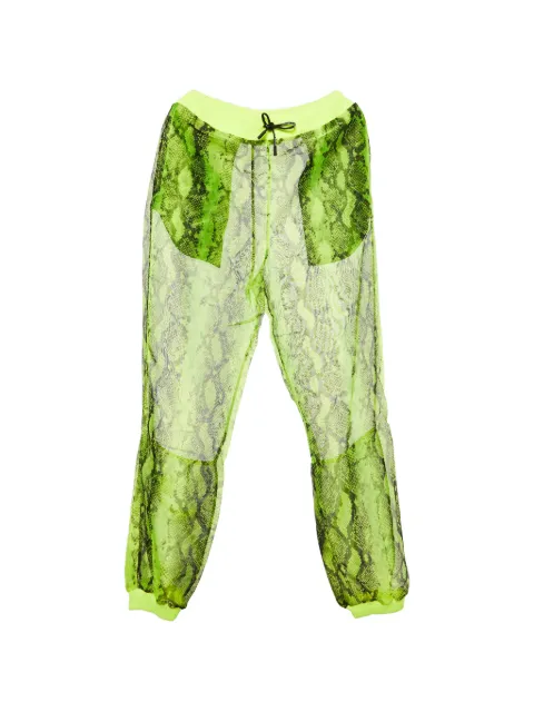 Off-White Pre-Owned snake-print organza joggers Yellow 1092067