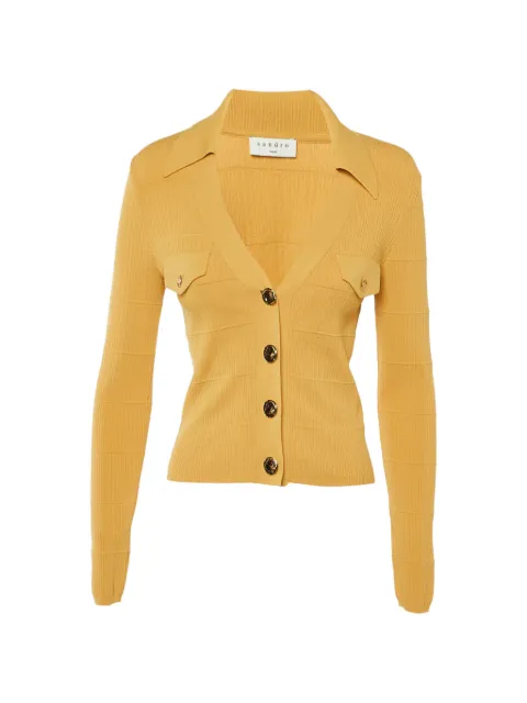 SANDRO polo-neck ribbed cardigan Yellow 1267589
