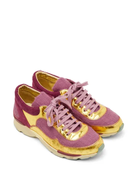 CHANEL Pre-Owned CC tweed sneakers Purple 1295906