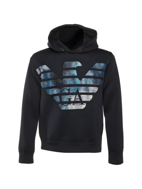 Emporio Armani Pre-Owned logo-embroidered hoodie Blue 1274888