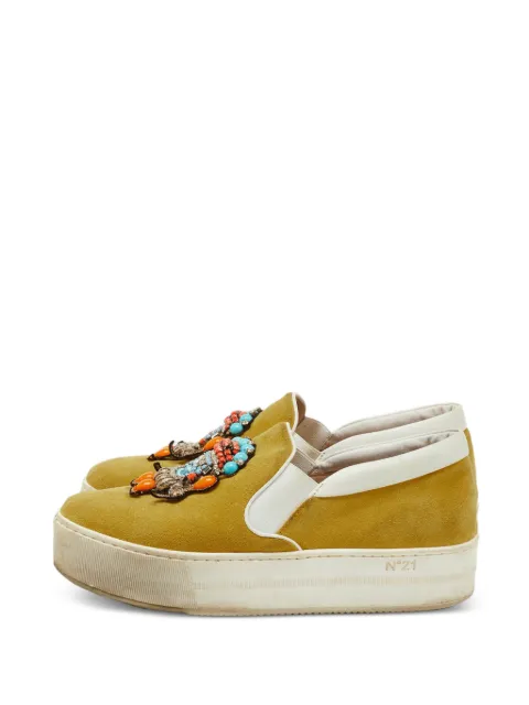 Nº21 embellished platform sneakers Yellow 1222142