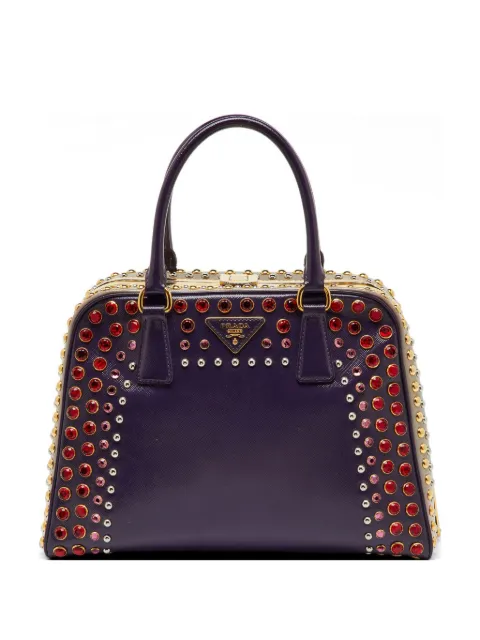 Prada Pre-Owned Pyramid crystal-embellished tote bag Purple 1241087