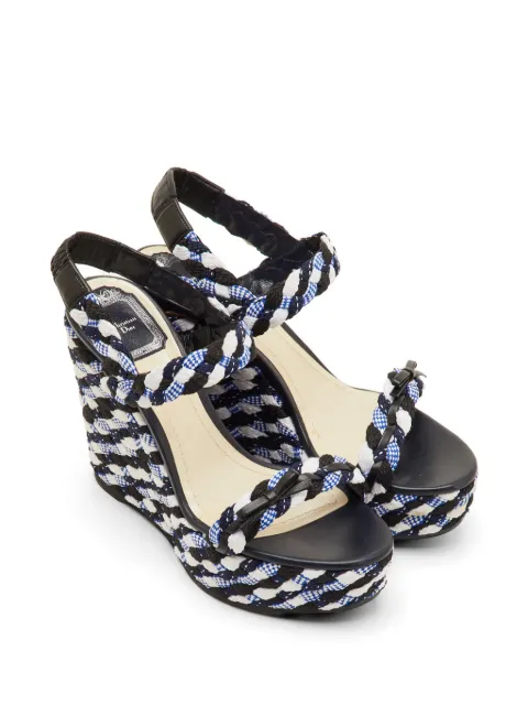 Christian Dior Pre-Owned braided platform wedge sandals Blue 1301490