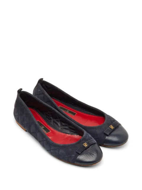 Carolina Herrera Vintage bow quilted ballet flats Blue 1300113