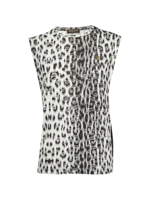 Roberto Cavalli Vintage printed mesh-panel tank top White 1287993