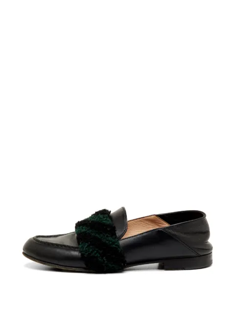 Fendi Pre-Owned shearling flower loafers Black 1244829