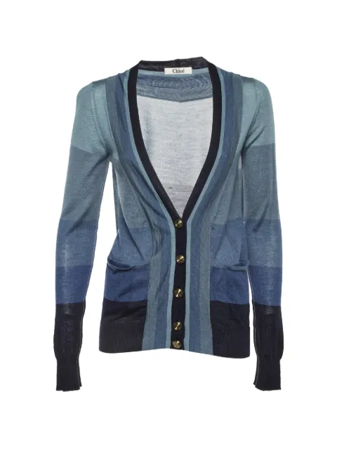 Chloé Pre-Owned striped button-front cardigan Blue 1188445