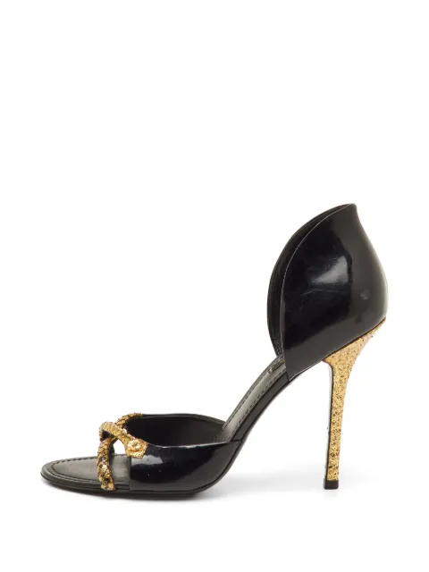 Louis Vuitton Pre-Owned snakeskin-effect patent leather sandals Black 1252341
