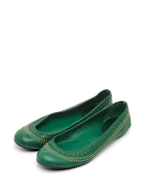 Gucci Pre-Owned studded whipstitch ballet flats Green 1293160