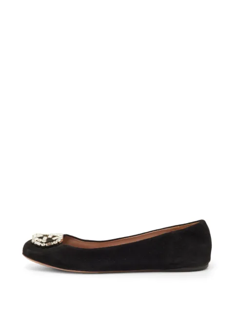Gucci Pre-Owned Interlocking G crystal-embellished suede ballet flats Black 1251279