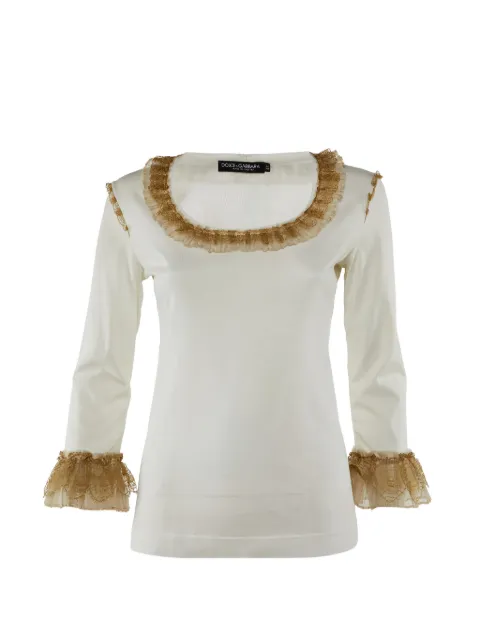 Dolce & Gabbana Pre-Owned ruffled long-sleeve top White 1189561