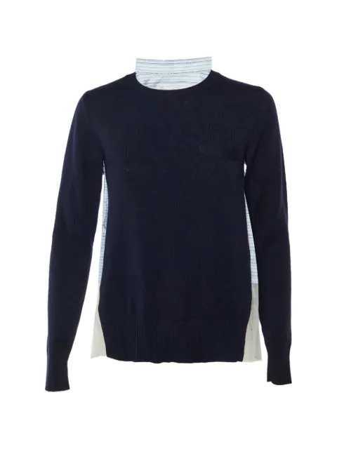 sacai striped mesh-detail sweater Blue 1257888