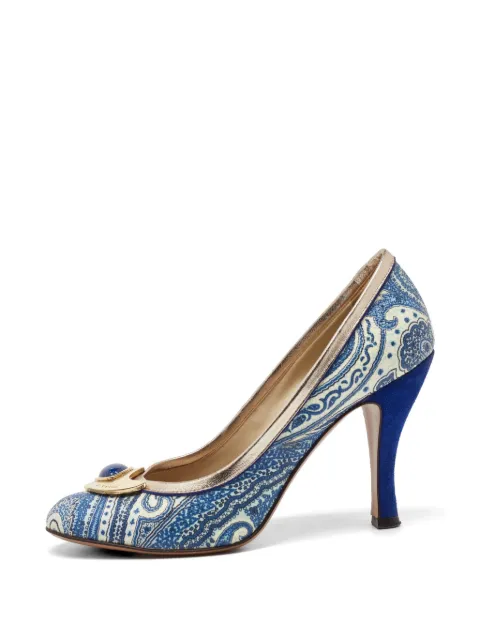 Etro Pre-Owned paisley-print embellished pumps Blue 1189732
