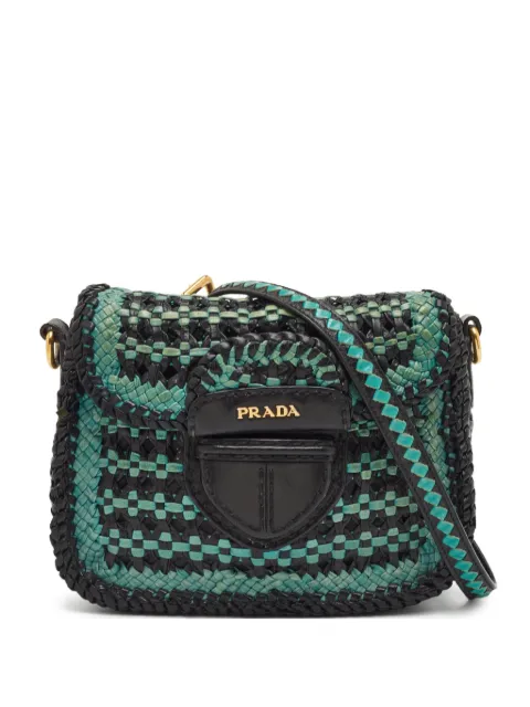 Prada Pre-Owned Madras woven crossbody bag Black 1289251
