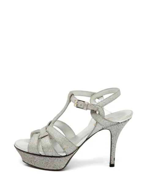 Saint Laurent Pre-Owned Tribute platform sandals Silver 1195207
