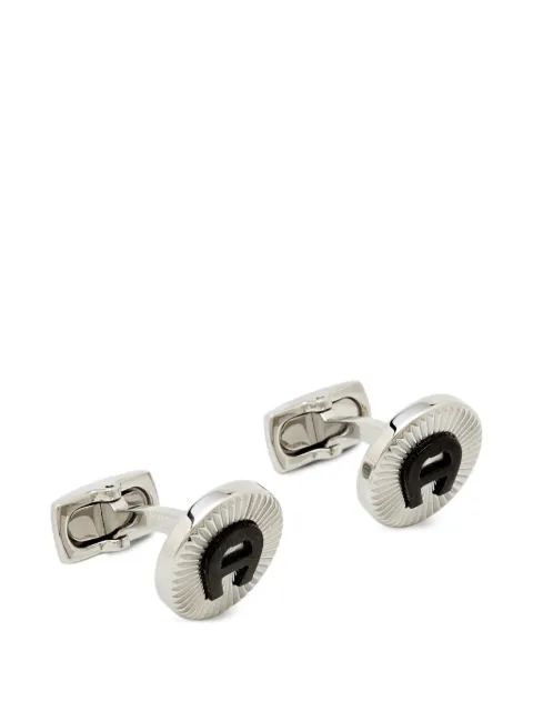 Aigner Vintage logo-plaque ceramic-detail cufflinks Silver 1207796
