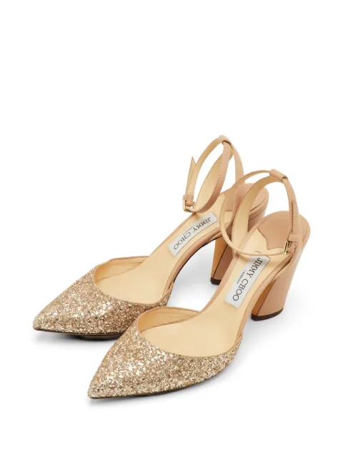 Jimmy Choo Pre-Owned Micky ankle-wrap pumps Gold 1275972