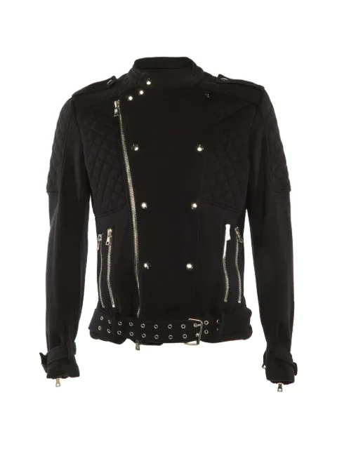 Balmain Pre-Owned quilted cotton biker jacket Black 1199357